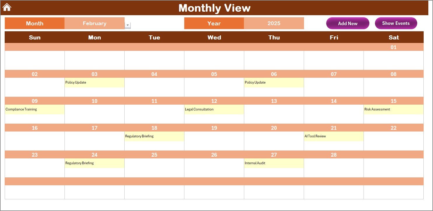 Monthly View Sheet