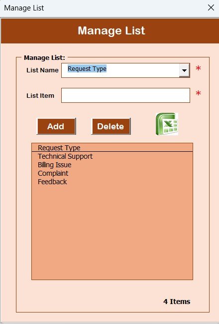 Manage List Sheet