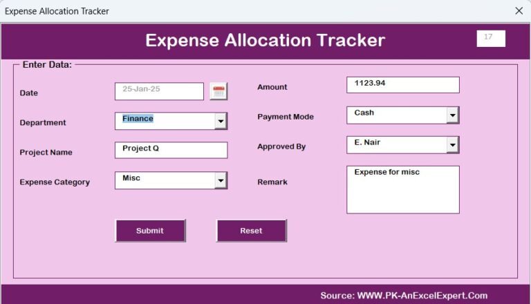 Expense Allocation Tracker in Excel - PK: An Excel Expert