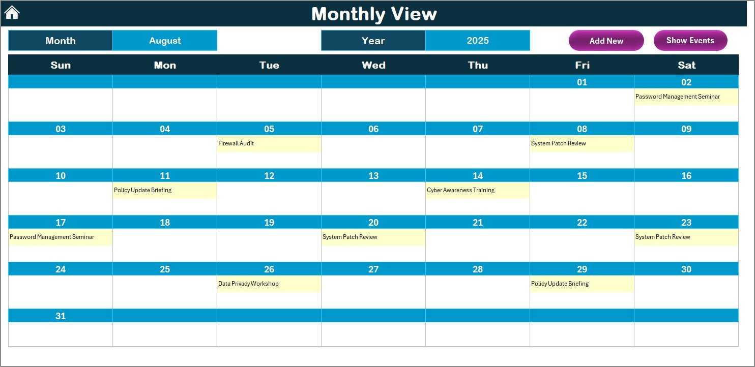 Monthly View Sheet Tab