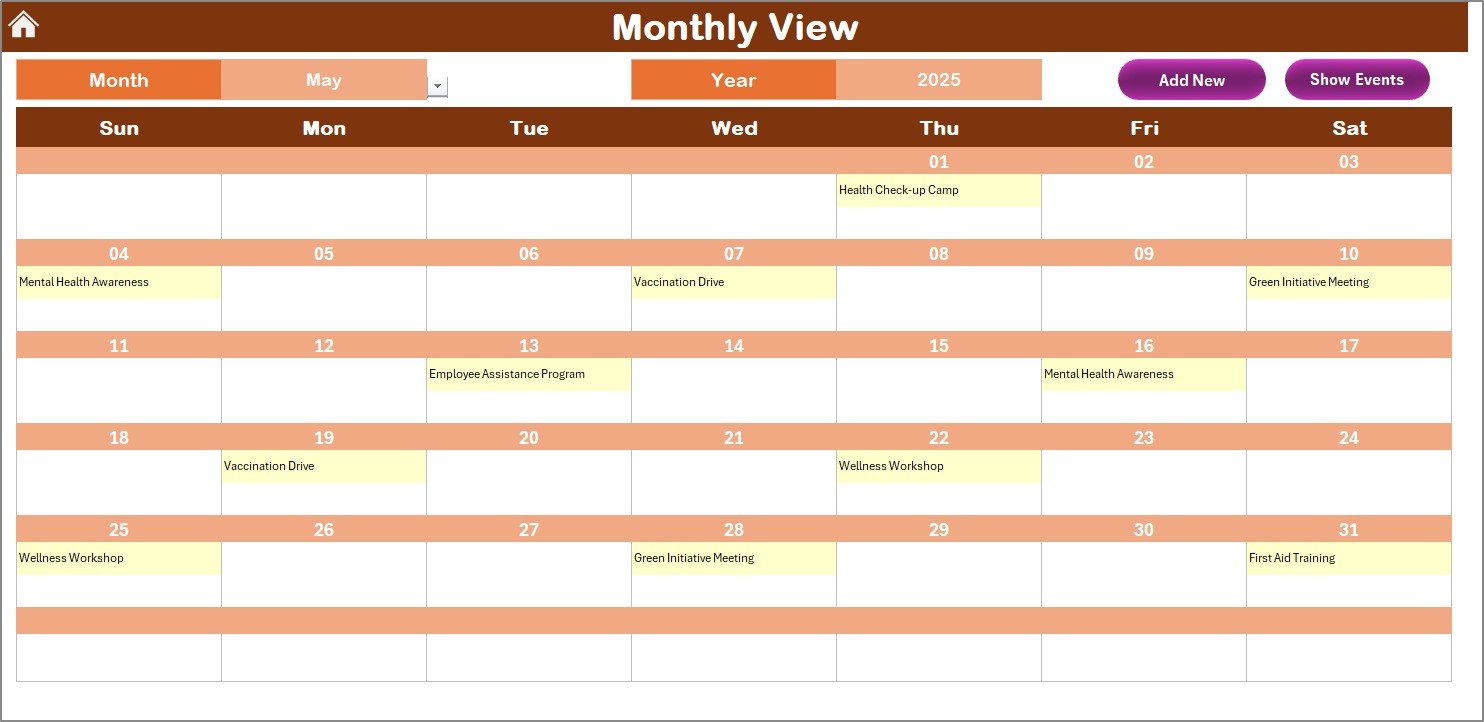 Monthly View Sheet Tab