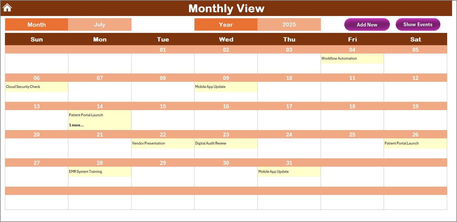 Monthly View Sheet Tab