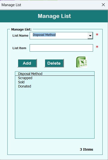Manage List Sheet