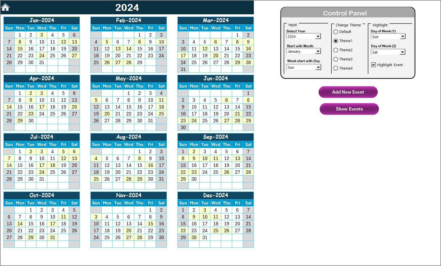 Annual View Sheet Tab