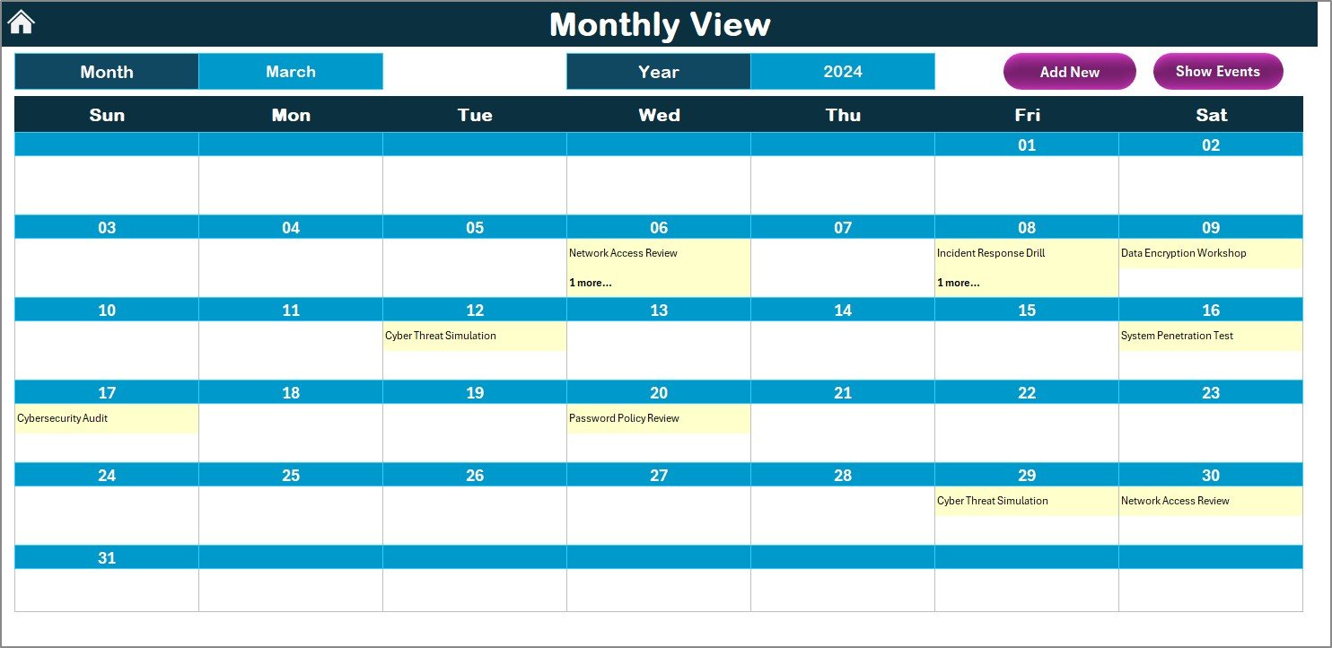Monthly View Sheet Tab
