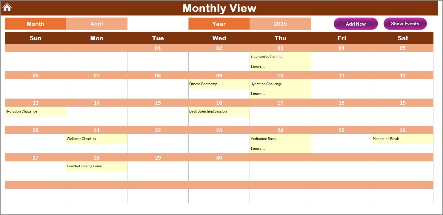 Monthly View Sheet Tab