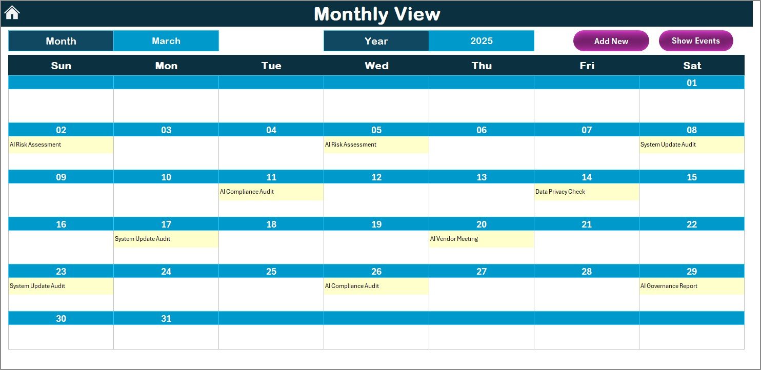 Monthly View Sheet