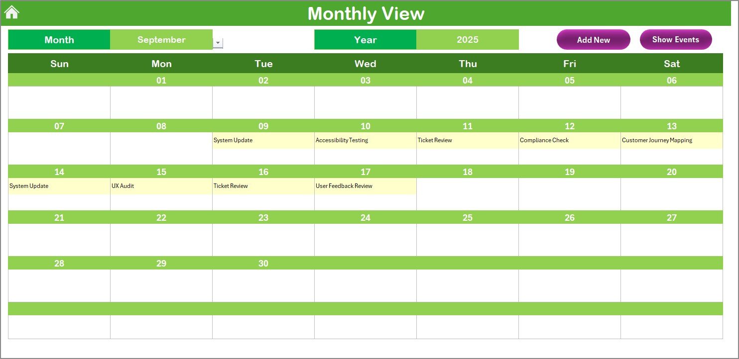 Monthly View Sheet
