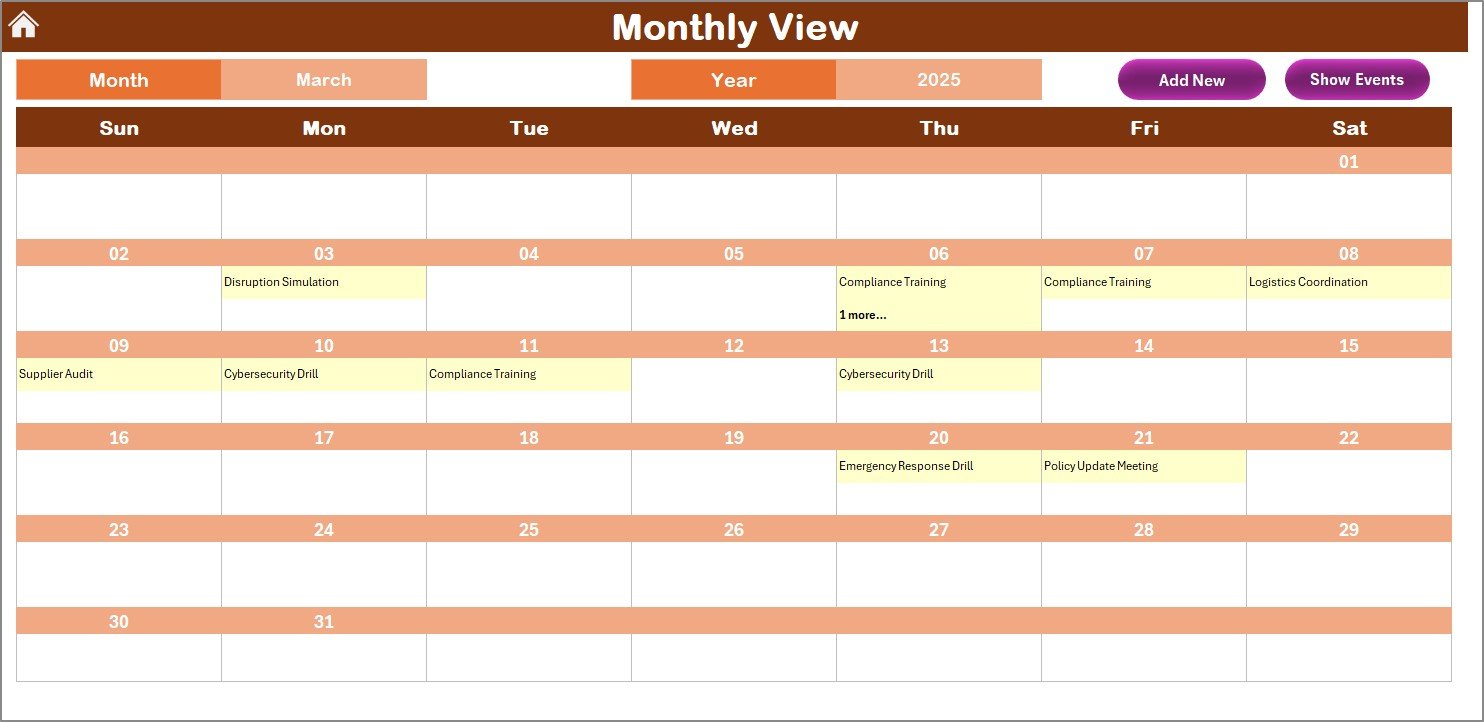 Monthly View Sheet