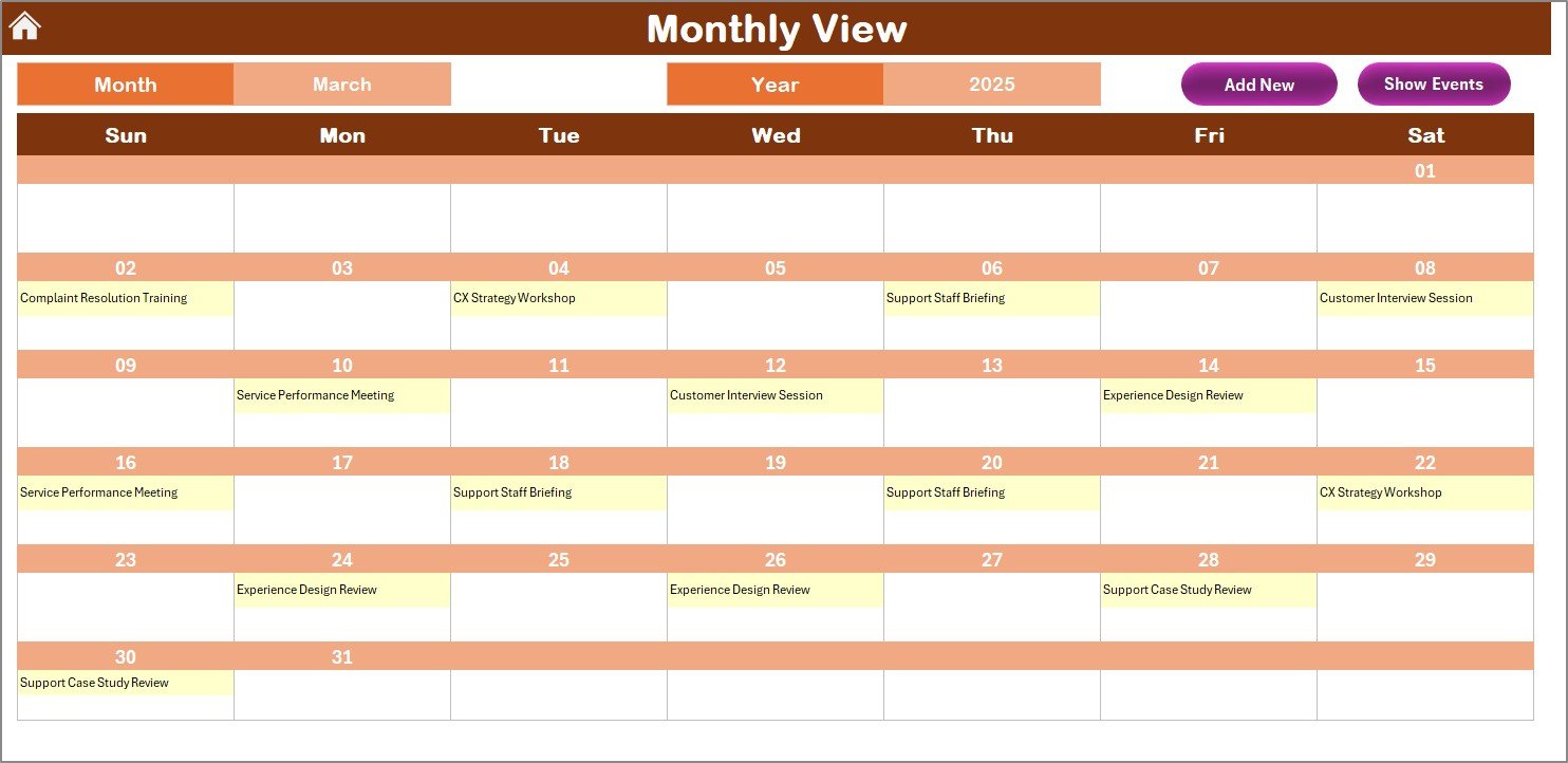  Monthly View Sheet