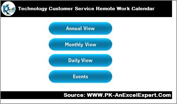 Technology Customer Service Remote Work Calendar