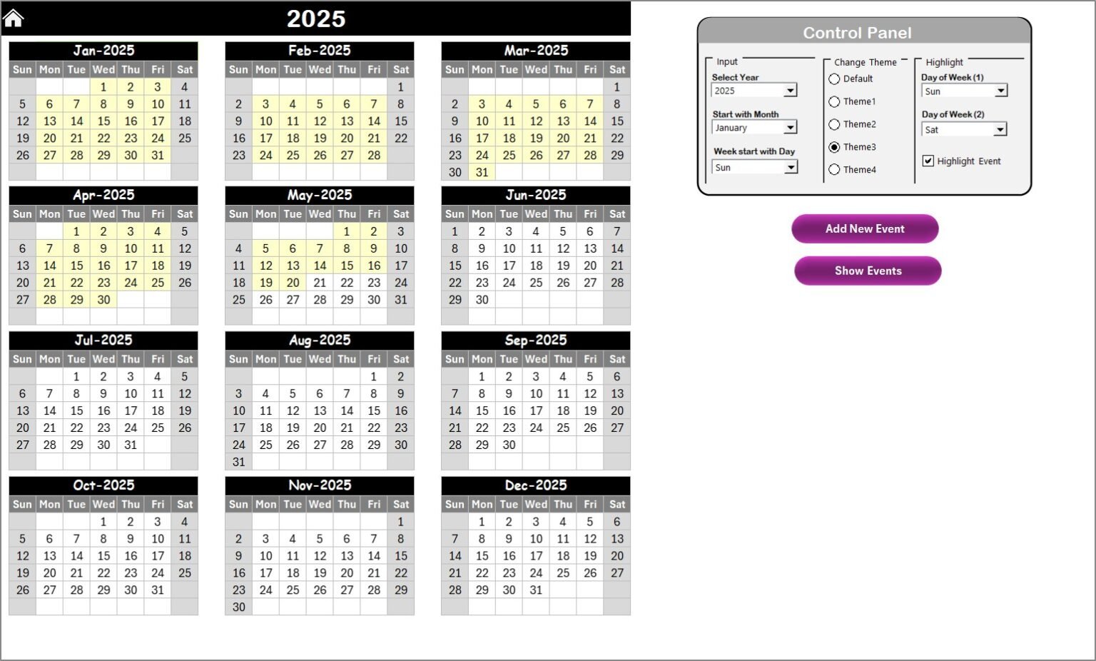 Technology Customer Service Remote Work Calendar in Excel - PK: An ...