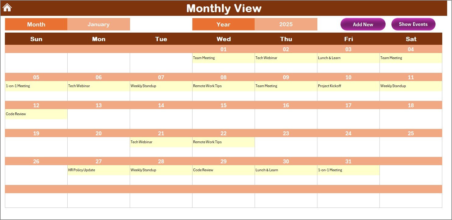 Monthly View Sheet