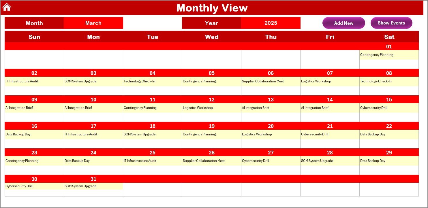 Monthly View Sheet