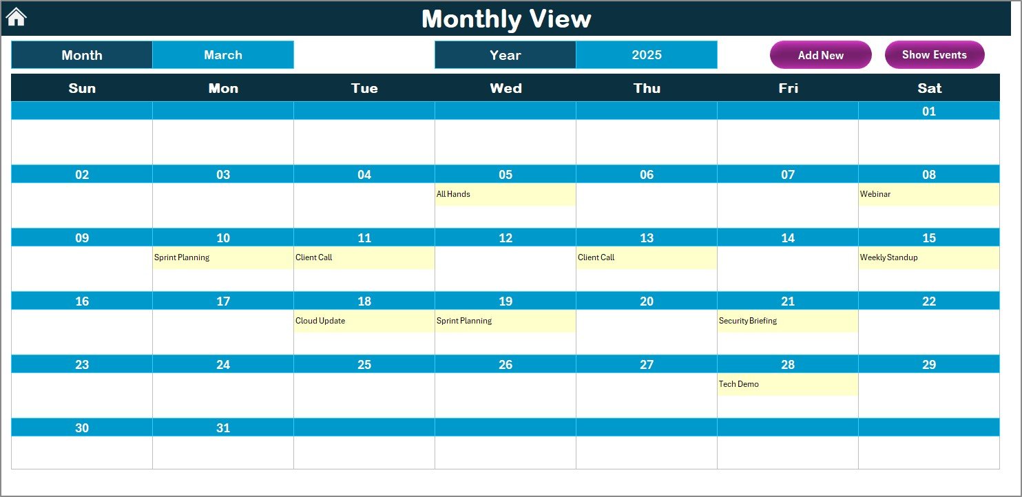 Monthly View Sheet