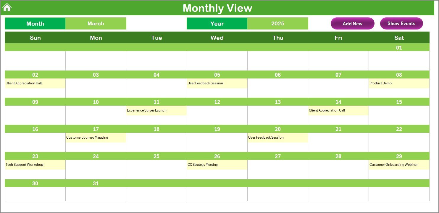 Monthly View Sheet