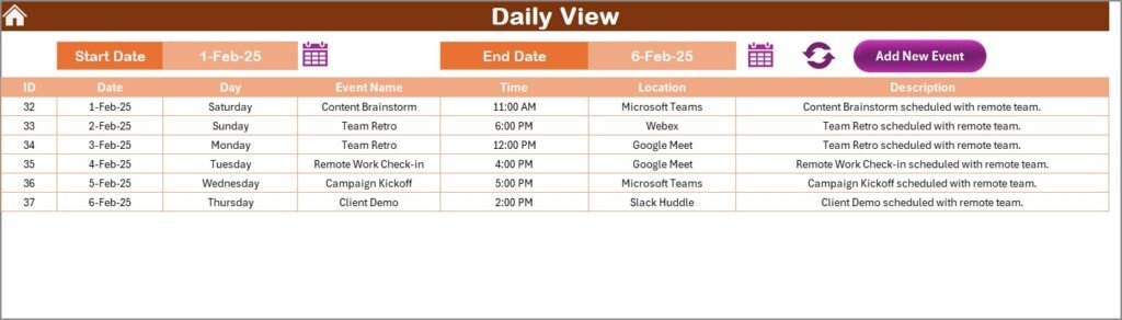 Technology Marketing Remote Work Calendar in Excel - PK: An Excel Expert