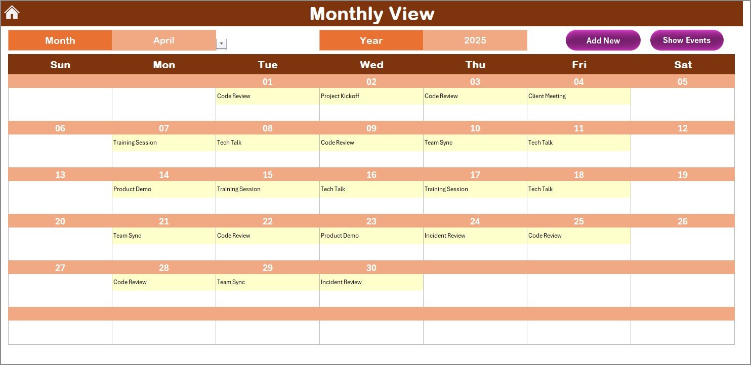 Monthly View Sheet