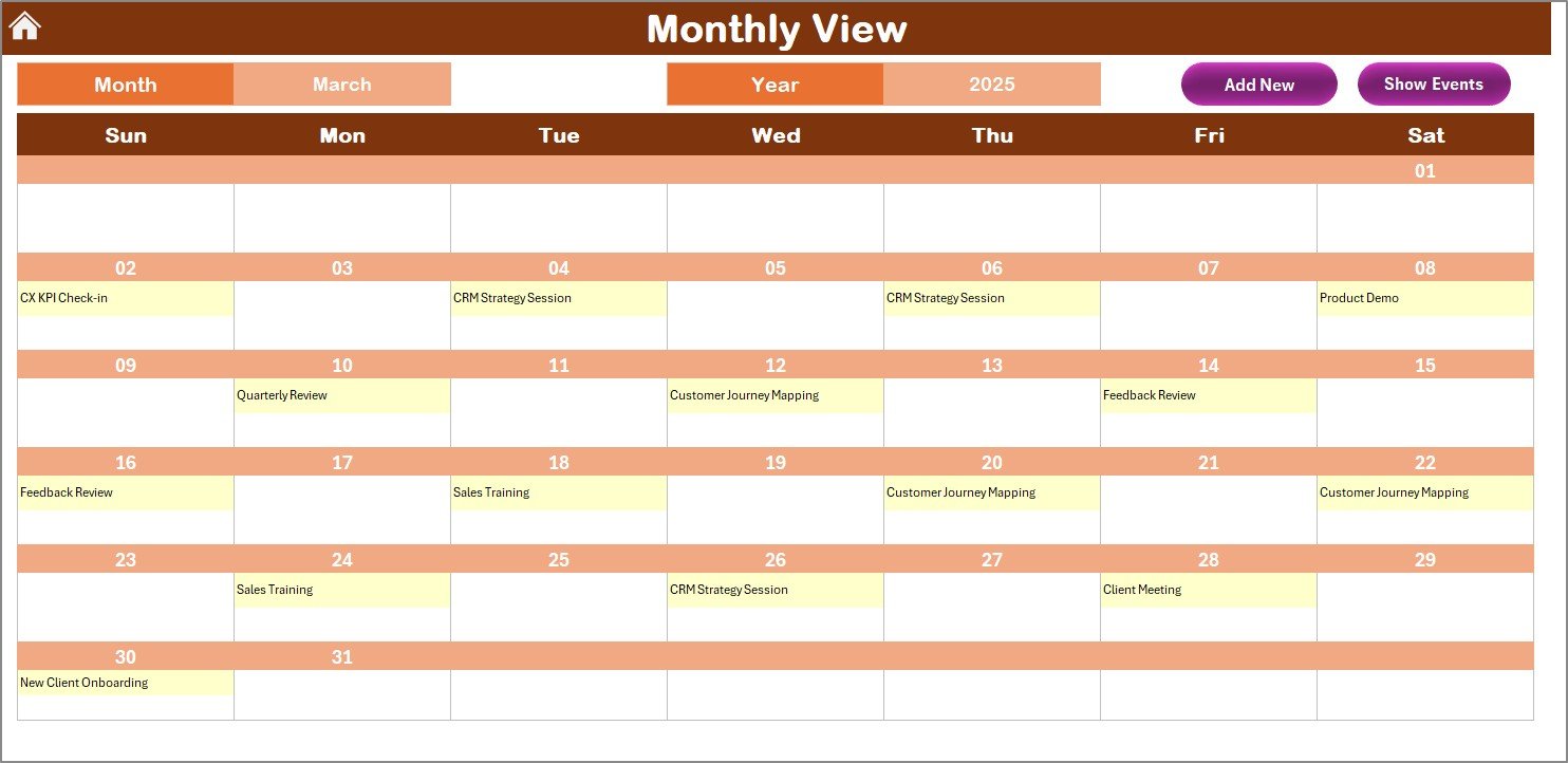  Monthly View Sheet