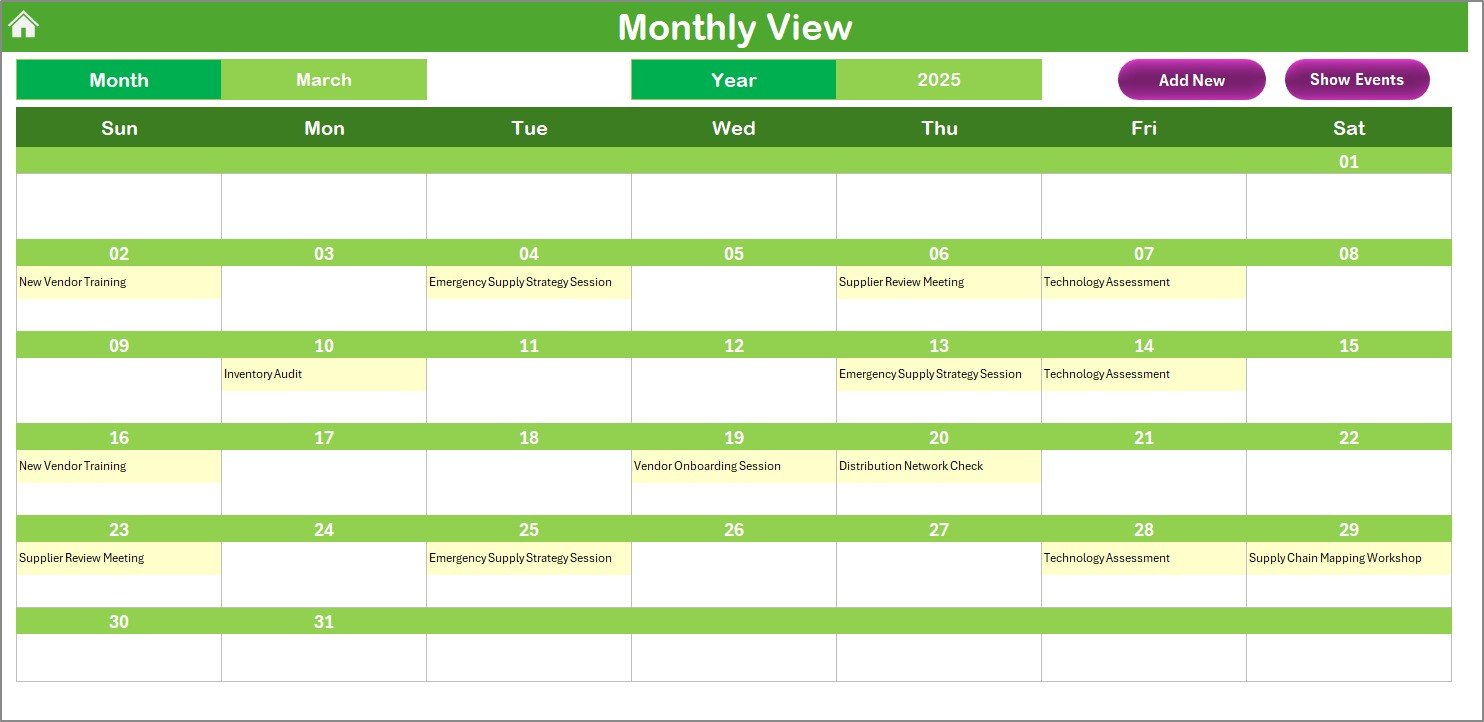 Monthly View Sheet