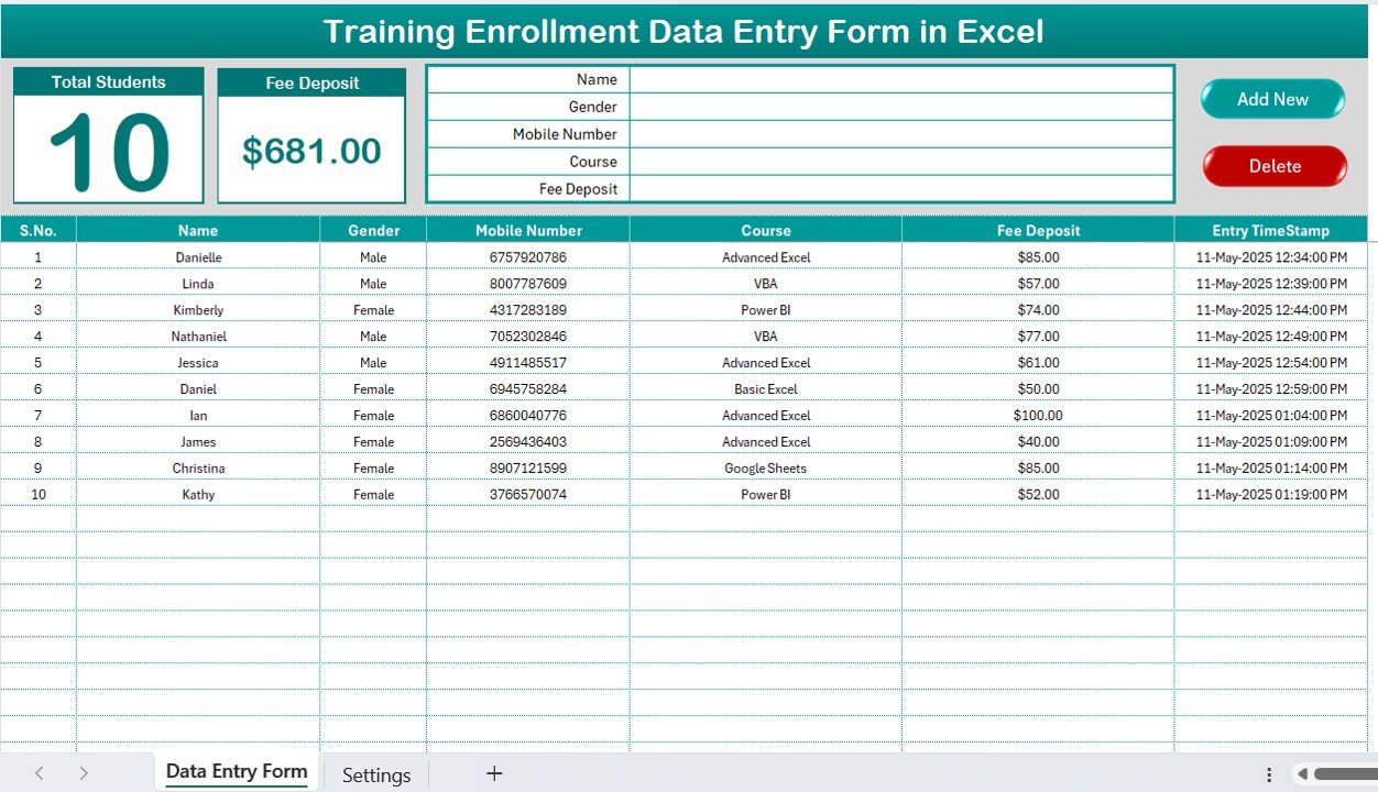 Training Enrollment