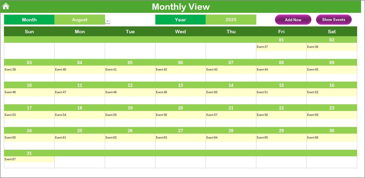 Monthly View Sheet Tab