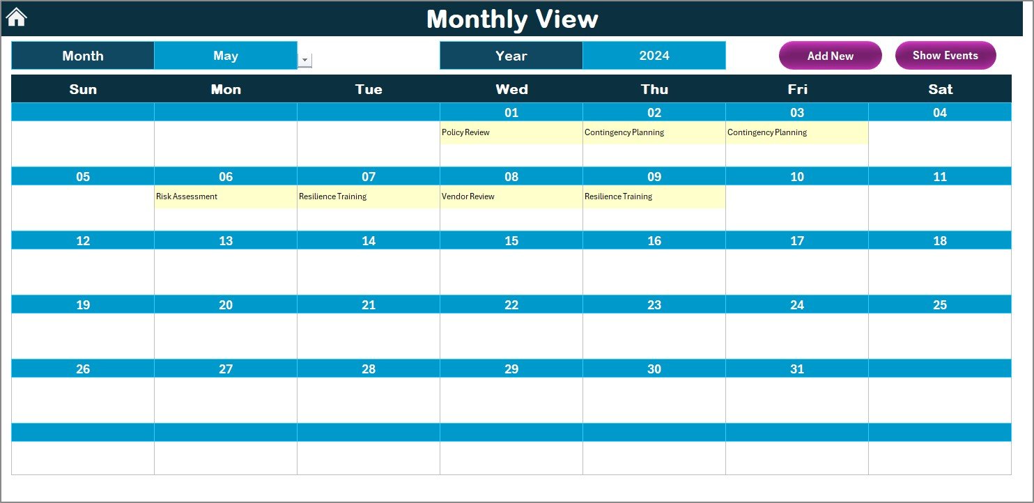 Monthly View Sheet