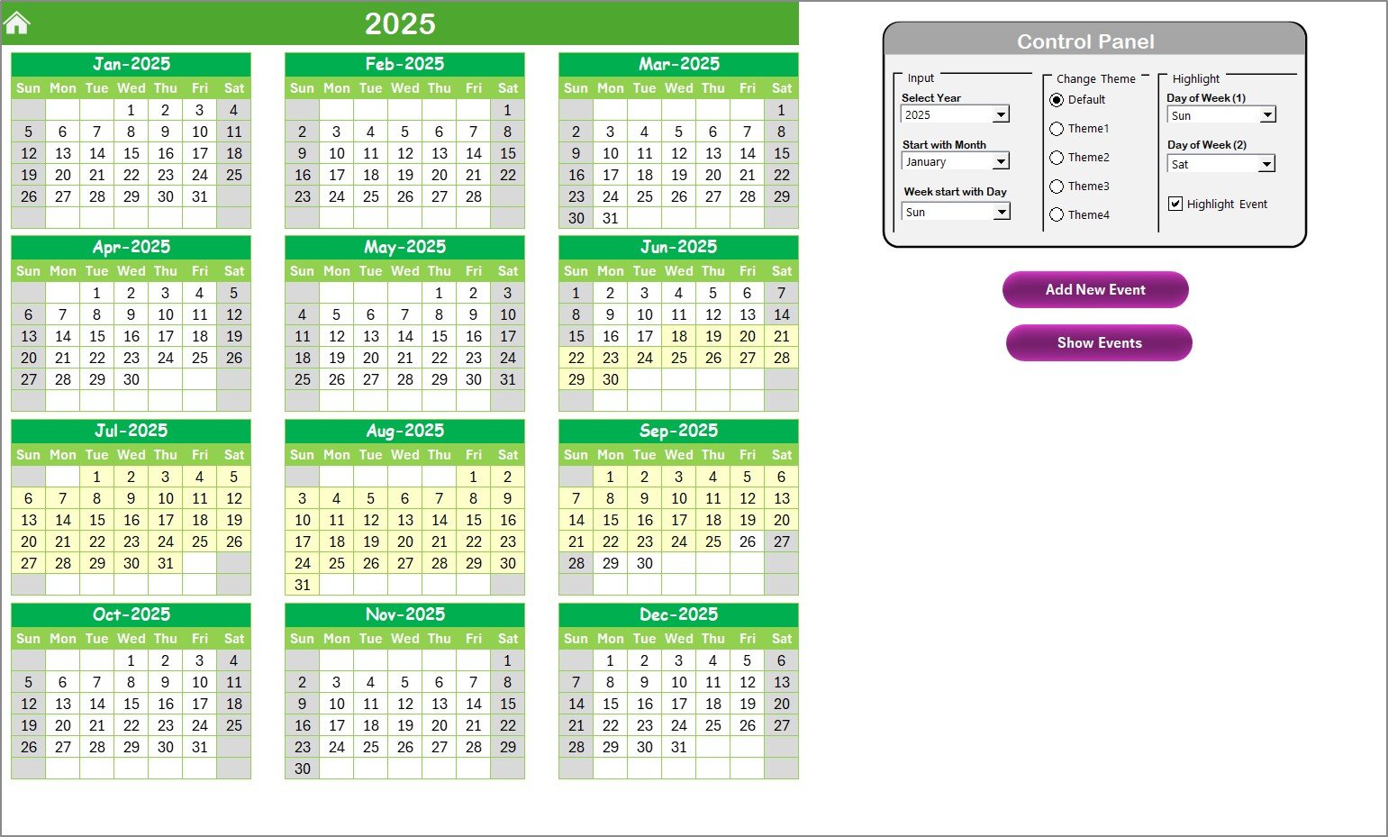 Annual View Sheet Tab