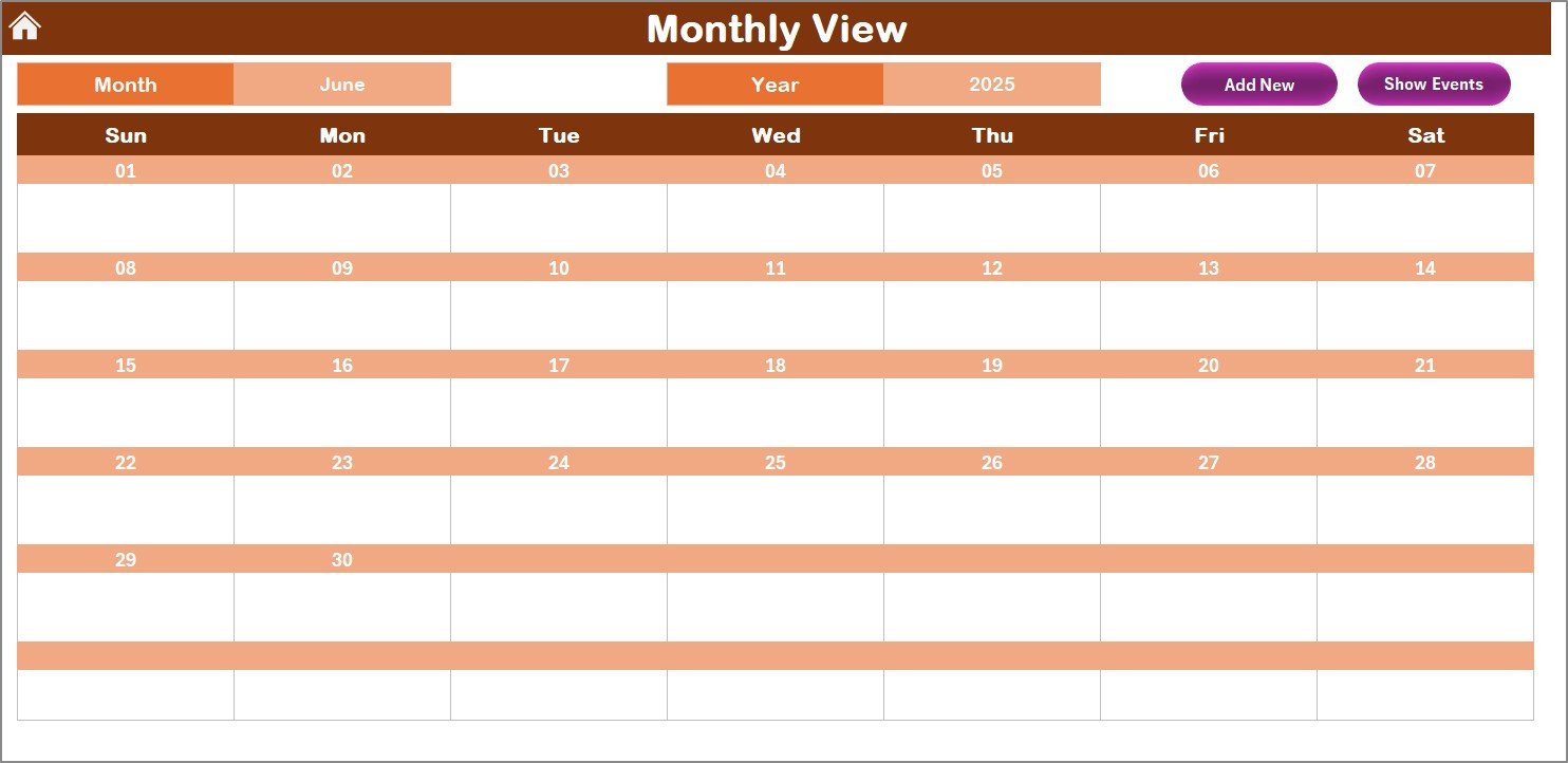 Monthly View Sheet Tab