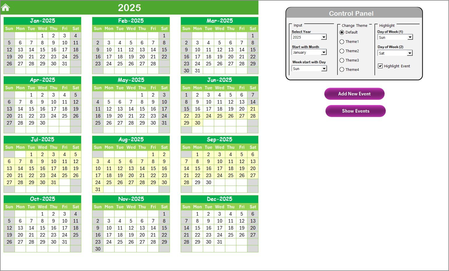 Annual View Sheet Tab