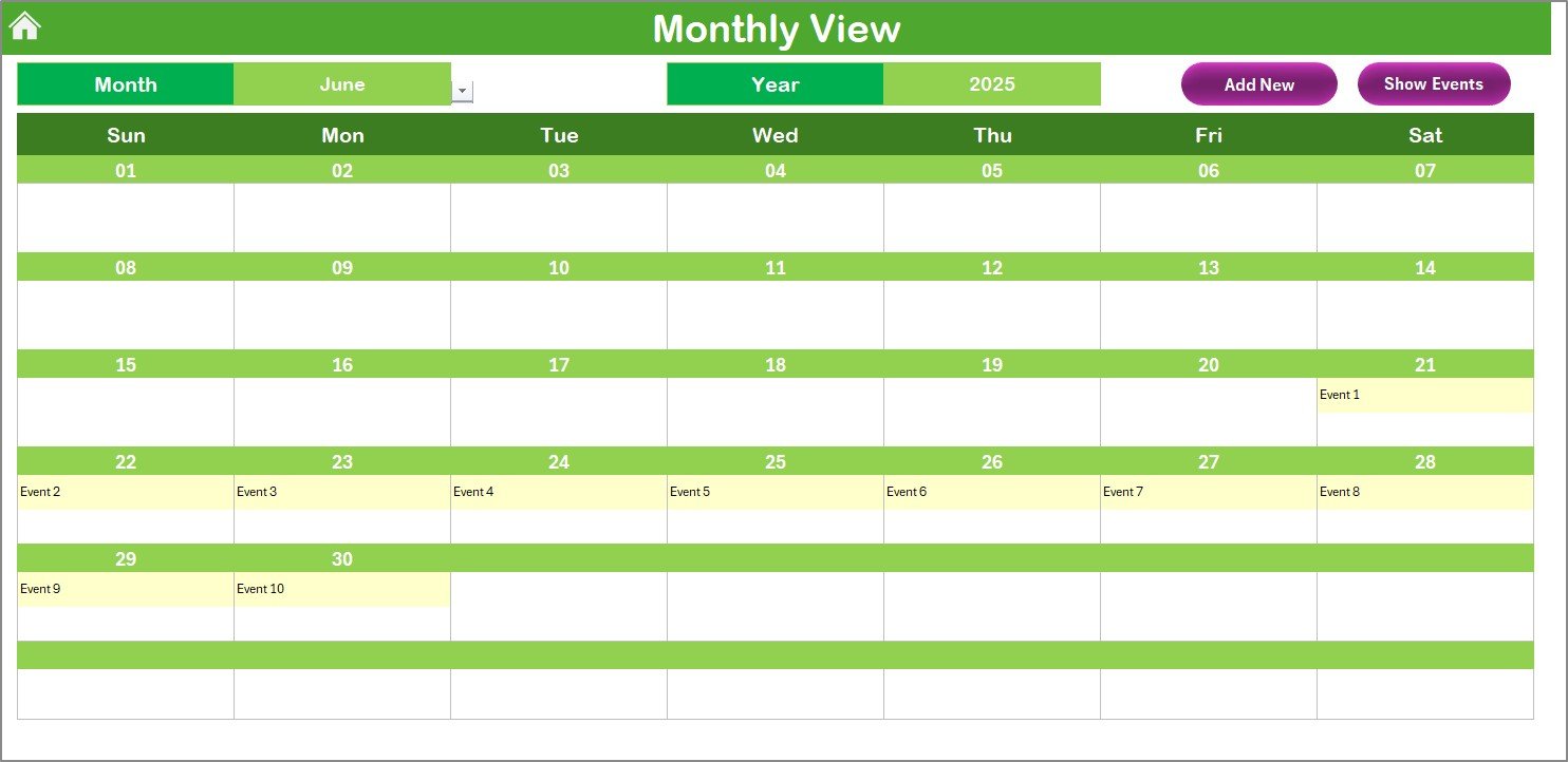Monthly View Sheet