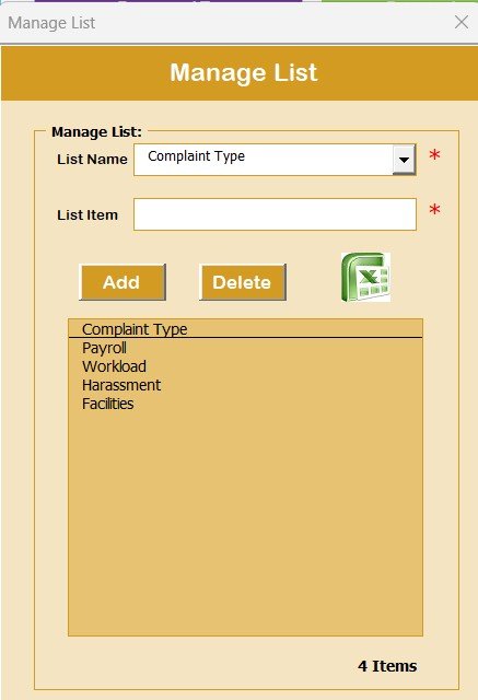 Manage List Sheet