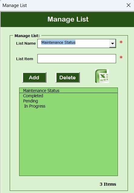 Manage List Sheet Tab