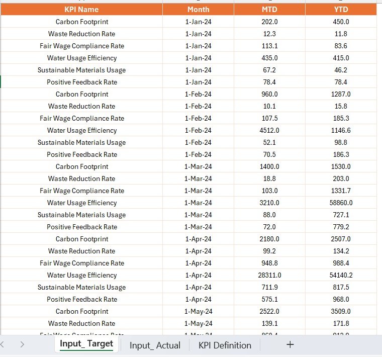 Input_Actual Sheet
