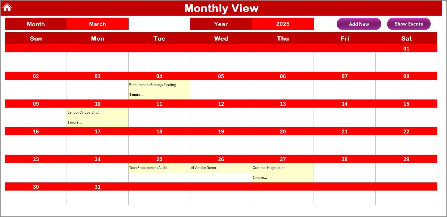 Monthly View Sheet