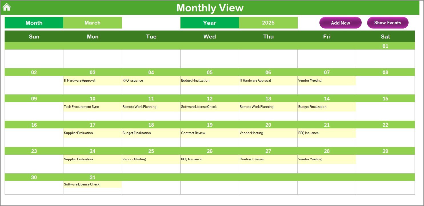 Monthly View Sheet