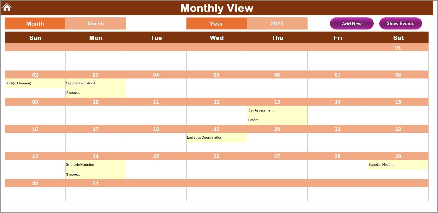 Monthly View Sheet