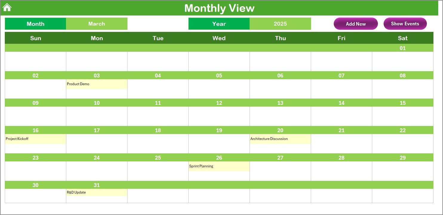 Monthly View Sheet