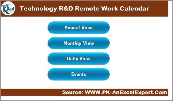 Technology R&D Remote Work Calendar