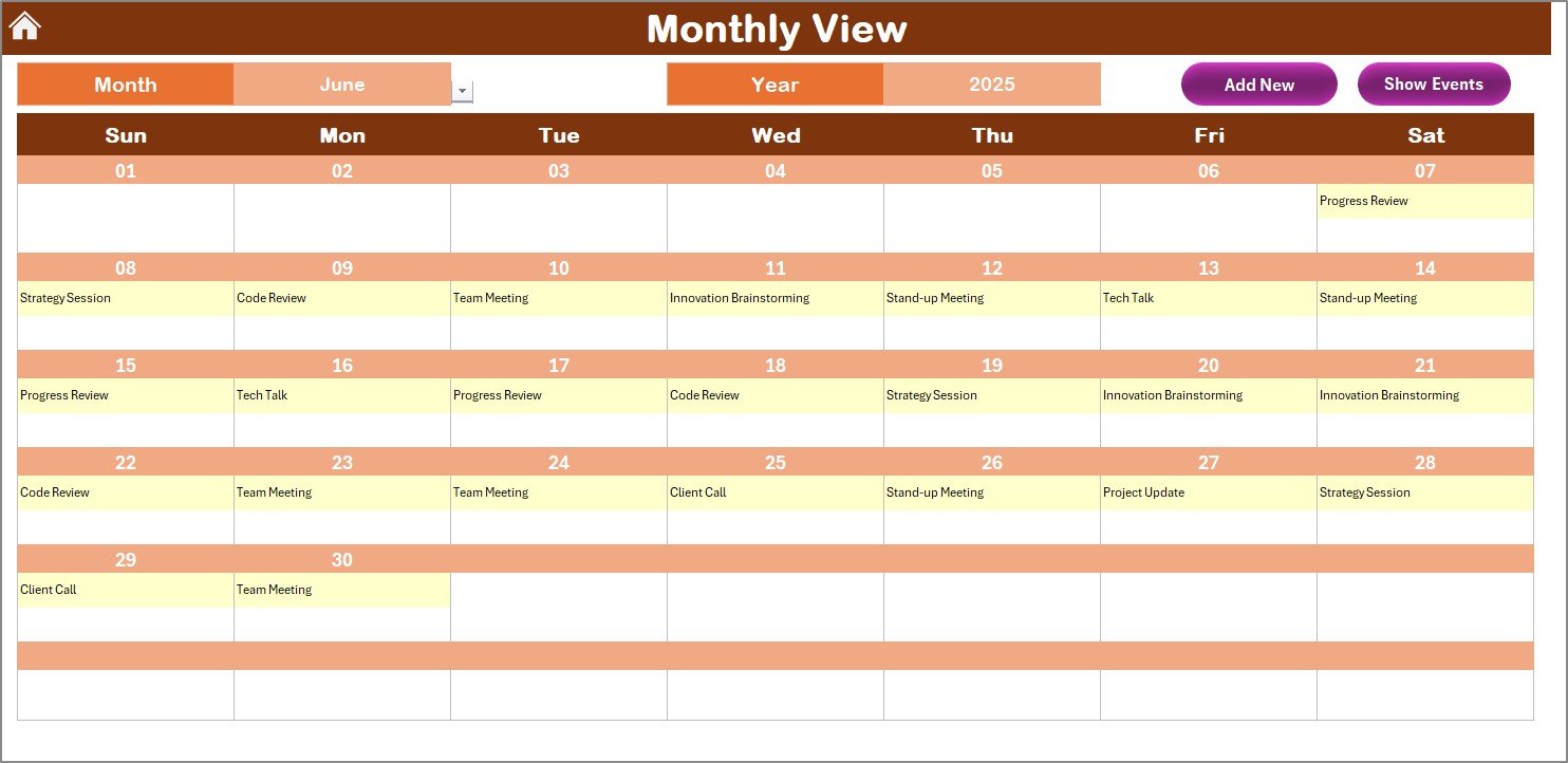 Monthly View Sheet