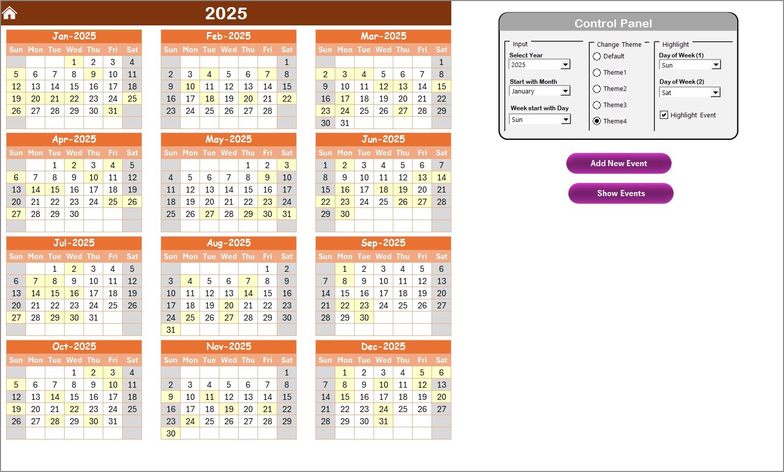 Annual View Sheet Tab
