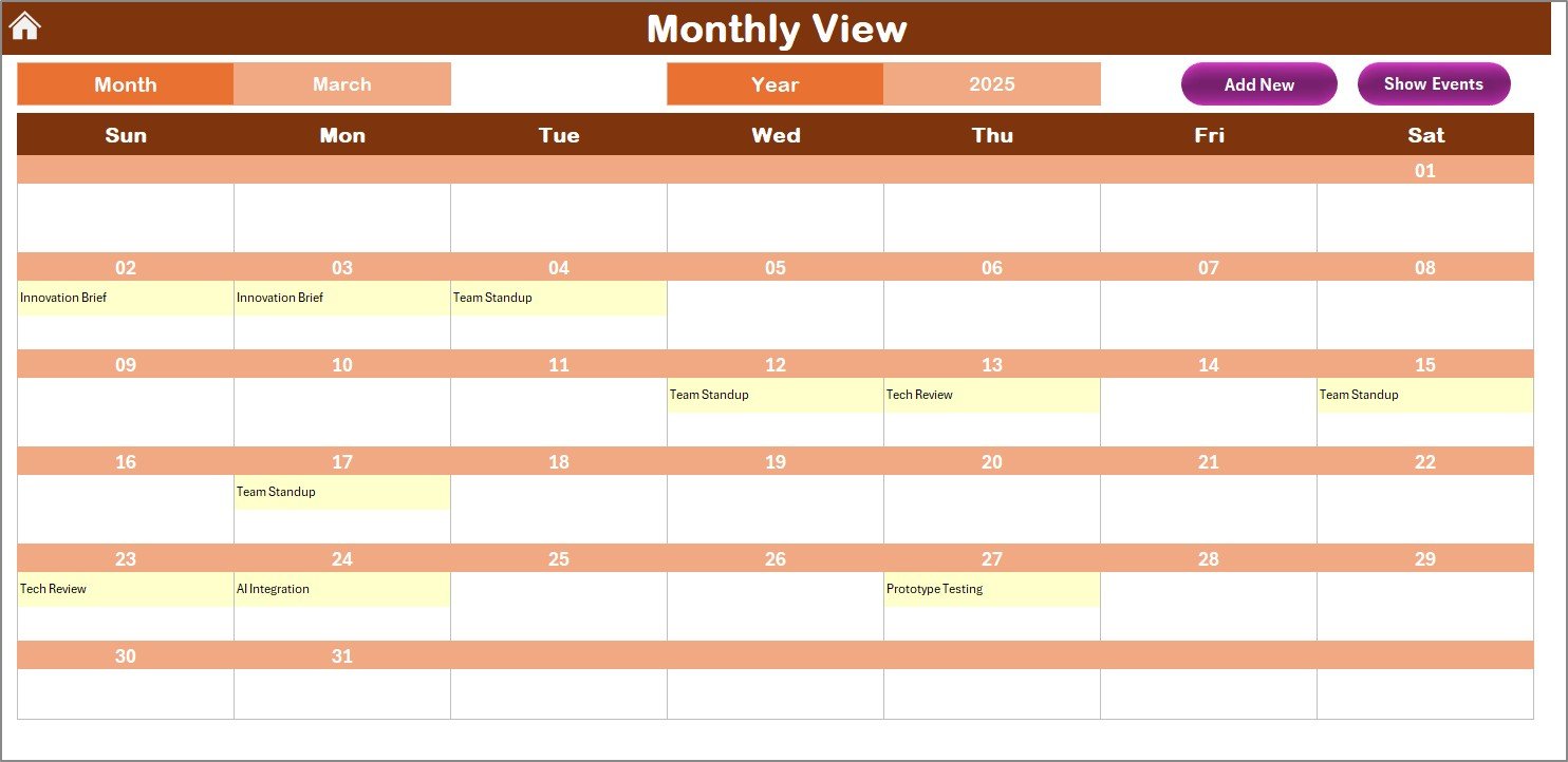 Monthly View Sheet