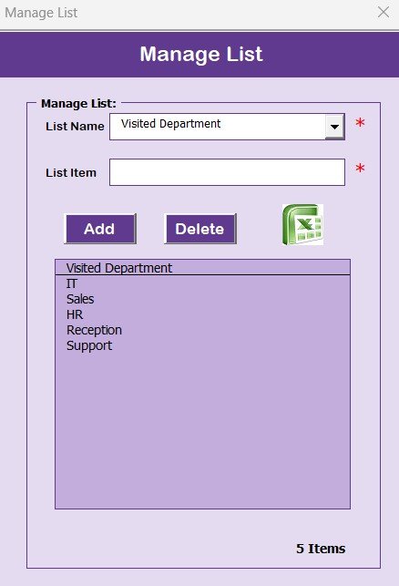 Manage List Sheet