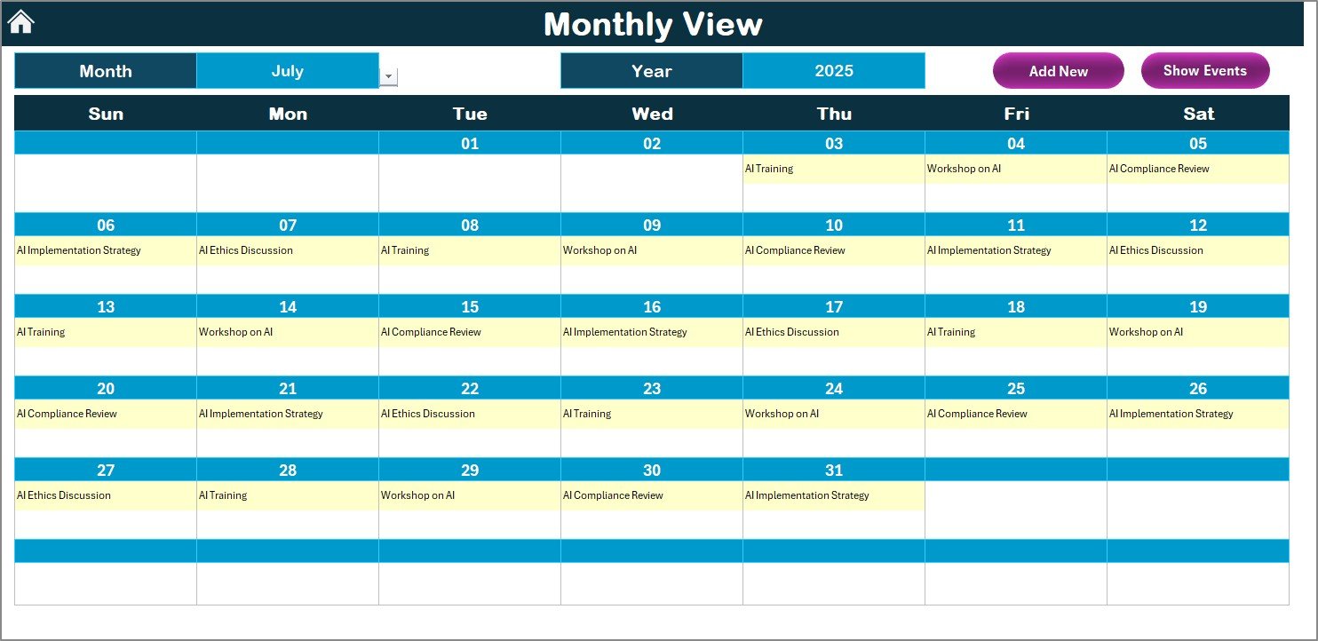 Monthly View Sheet