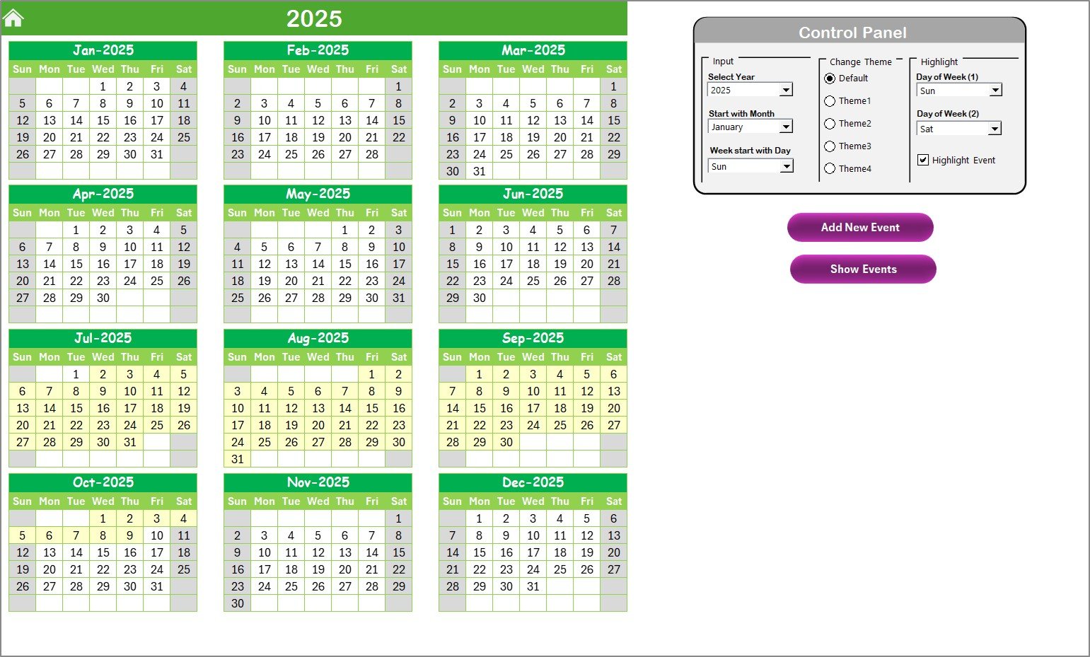 Annual View Sheet Tab