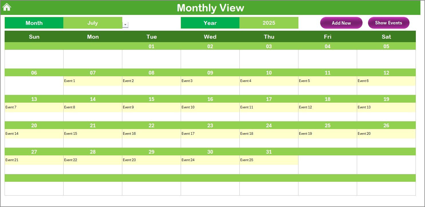 Monthly View Sheet