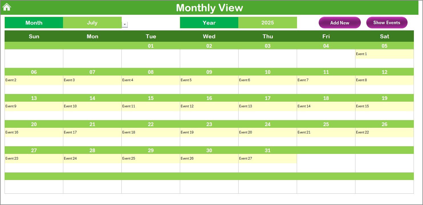 Monthly View Sheet