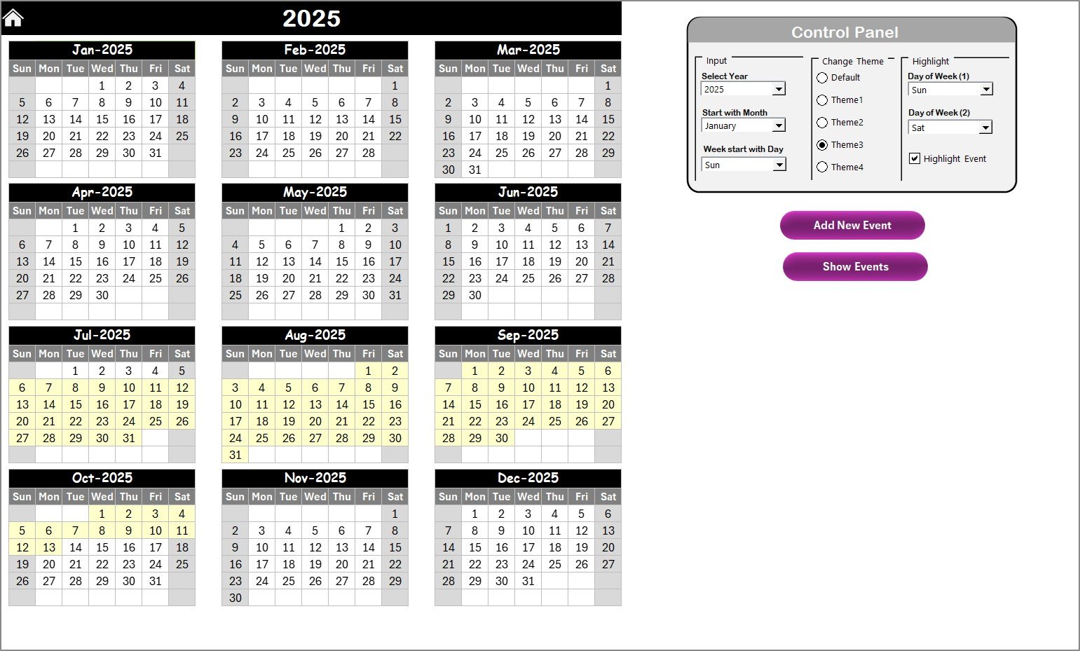 Annual View Sheet Tab