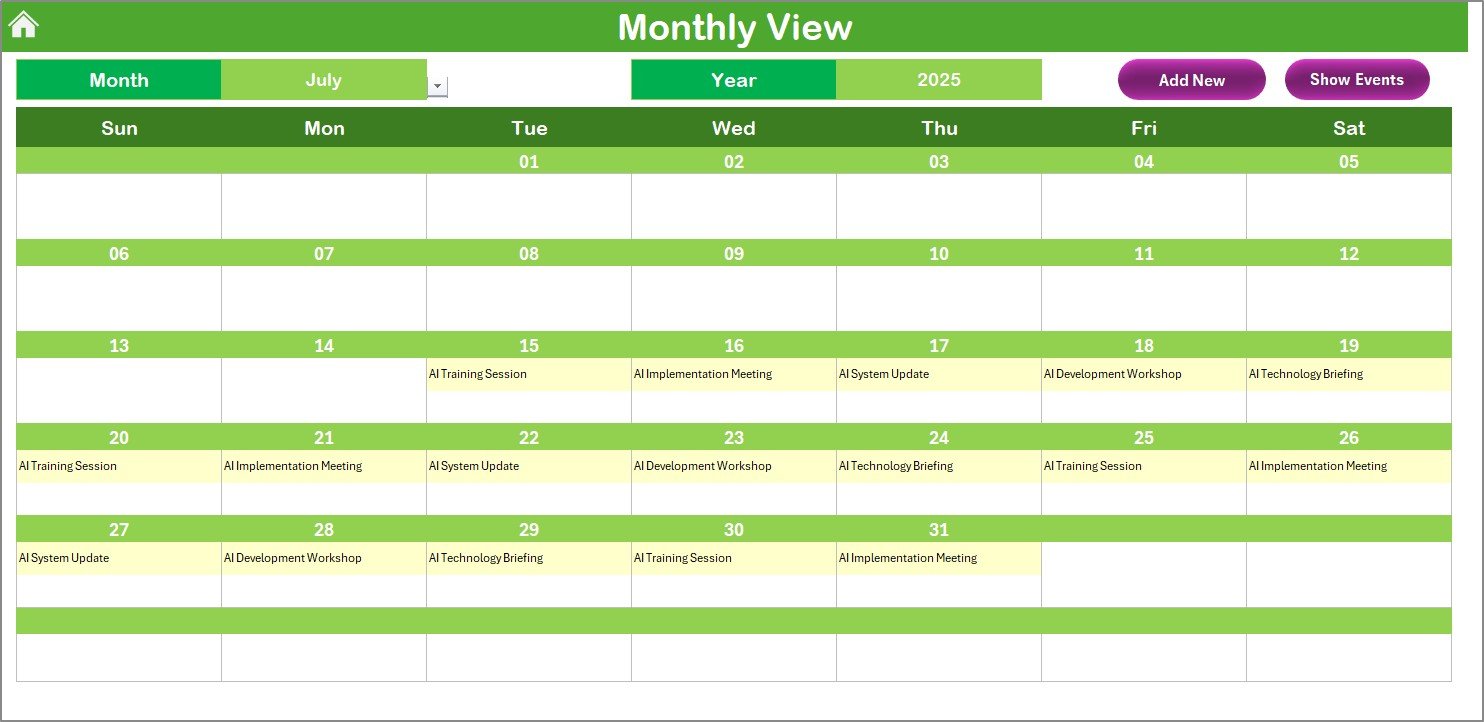 Monthly View Sheet