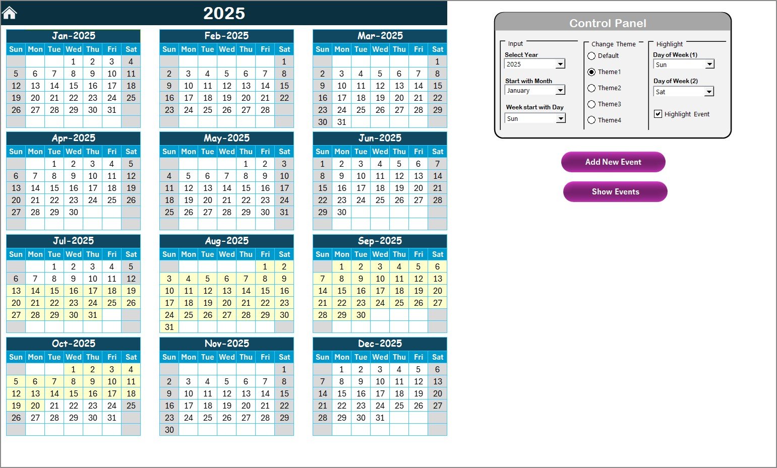Annual View Sheet Tab